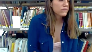 teens Israeli tenn plays in the library webcam