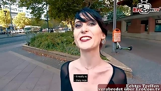 amateur German skinny punk student teen public pick up street casting for EroCom Date POV casting